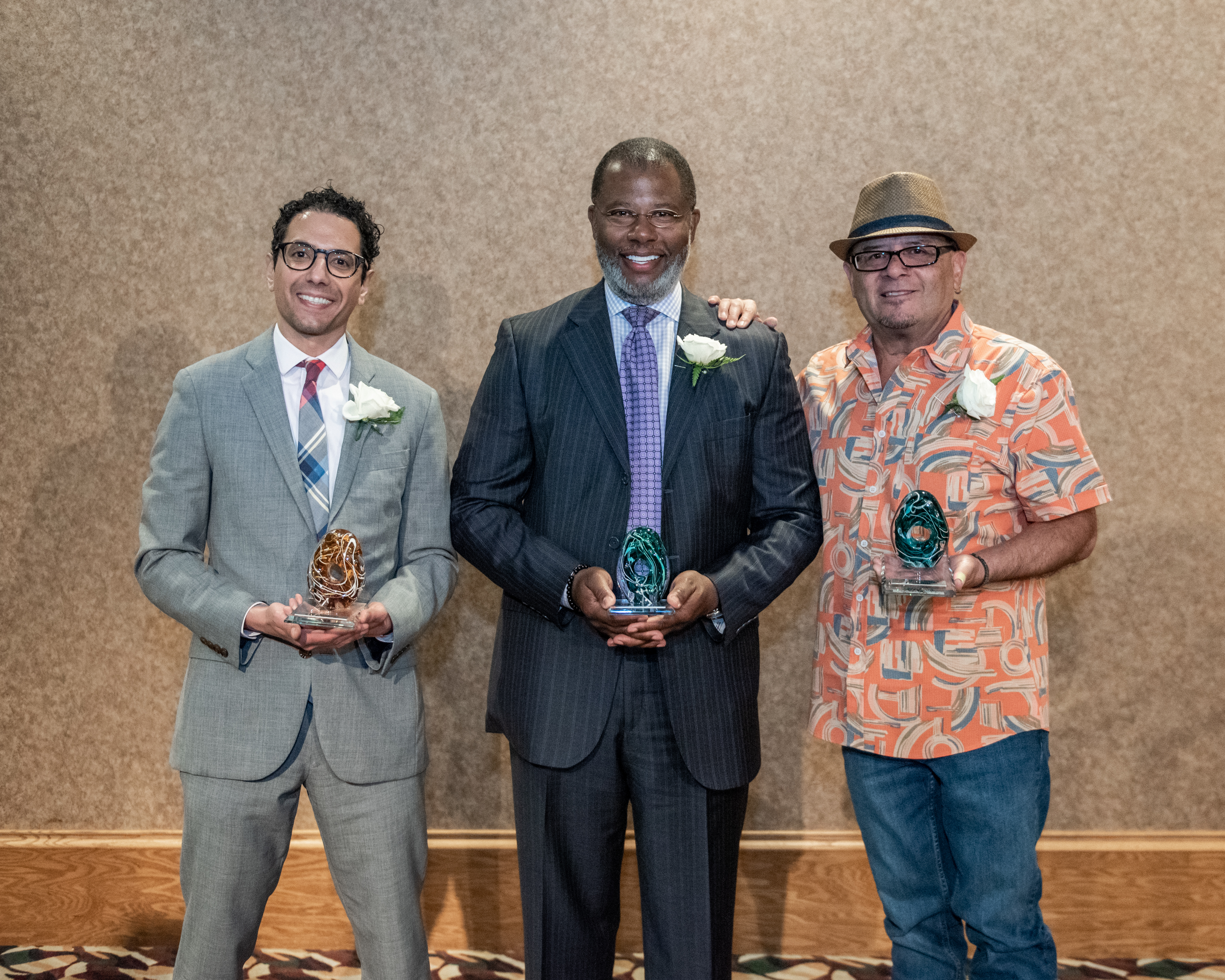 2023 Access to Justice Award honorees Eugenio Mollo, Jr., The Hon. Myron Duhart, and Ramon Pérez.